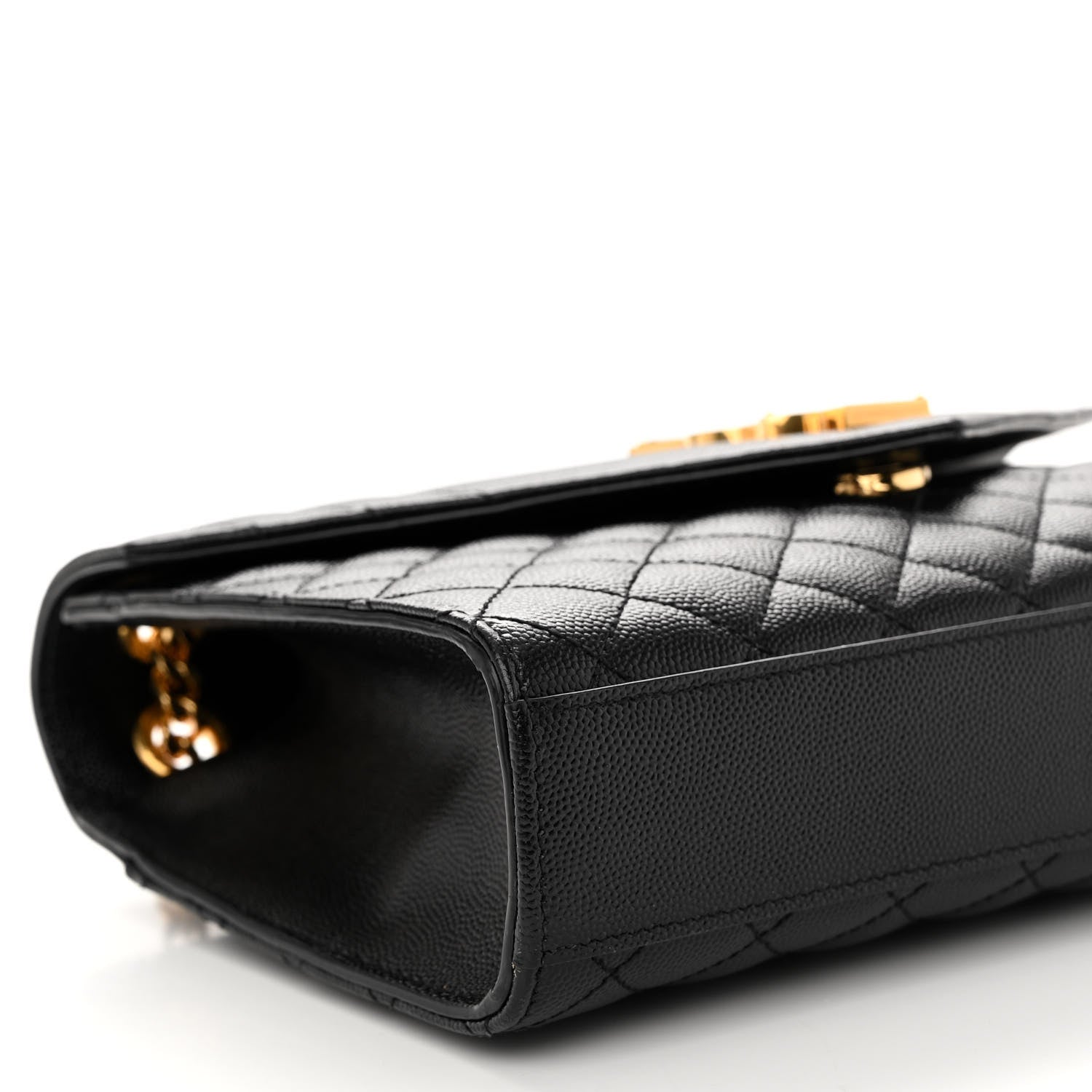 Saint Laurent Grain De Poudre Textured Mixed Matelasse Triquilt Medium Monogram Satchel Black 8 of 10
