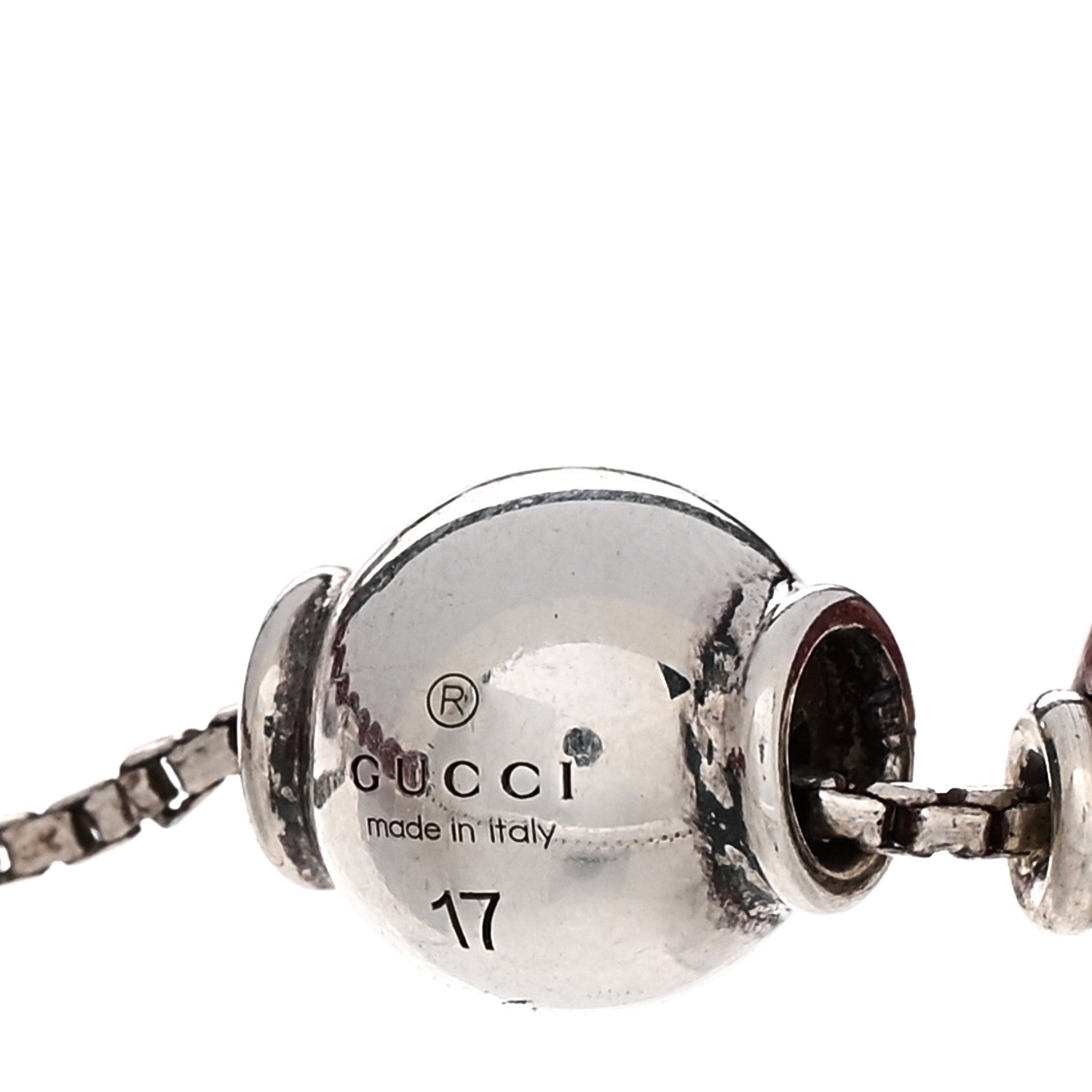 Gucci Sterling Silver Wood San Valentino Bead Adjustable Bracelet Red 3 of 4