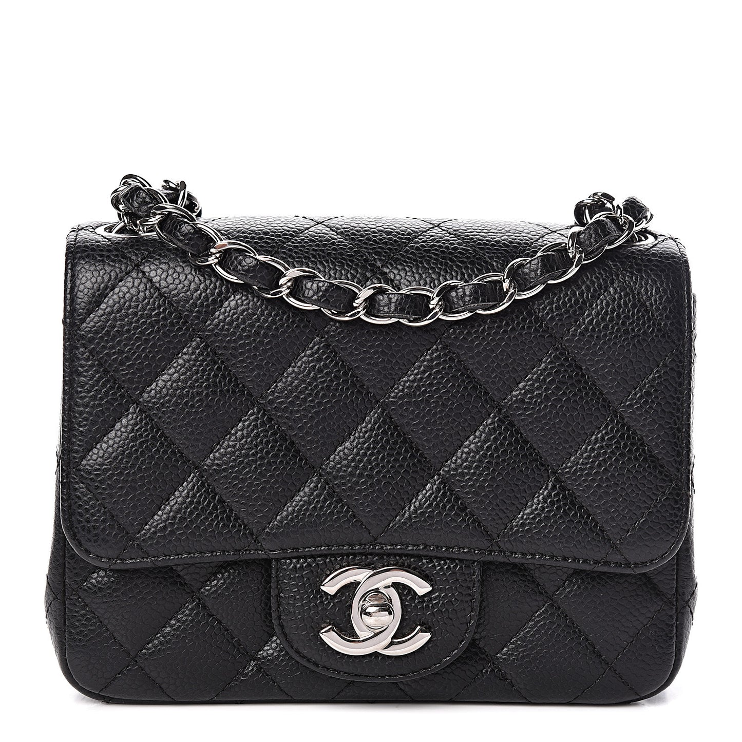 Caviar Quilted Mini Square Flap Black