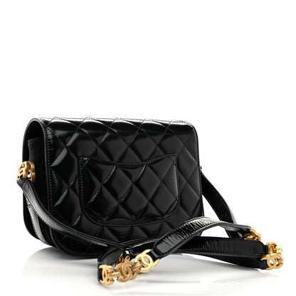 Chanel Shiny Calfskin Quilted Suede Goatskin Messenger Black 3 of 11