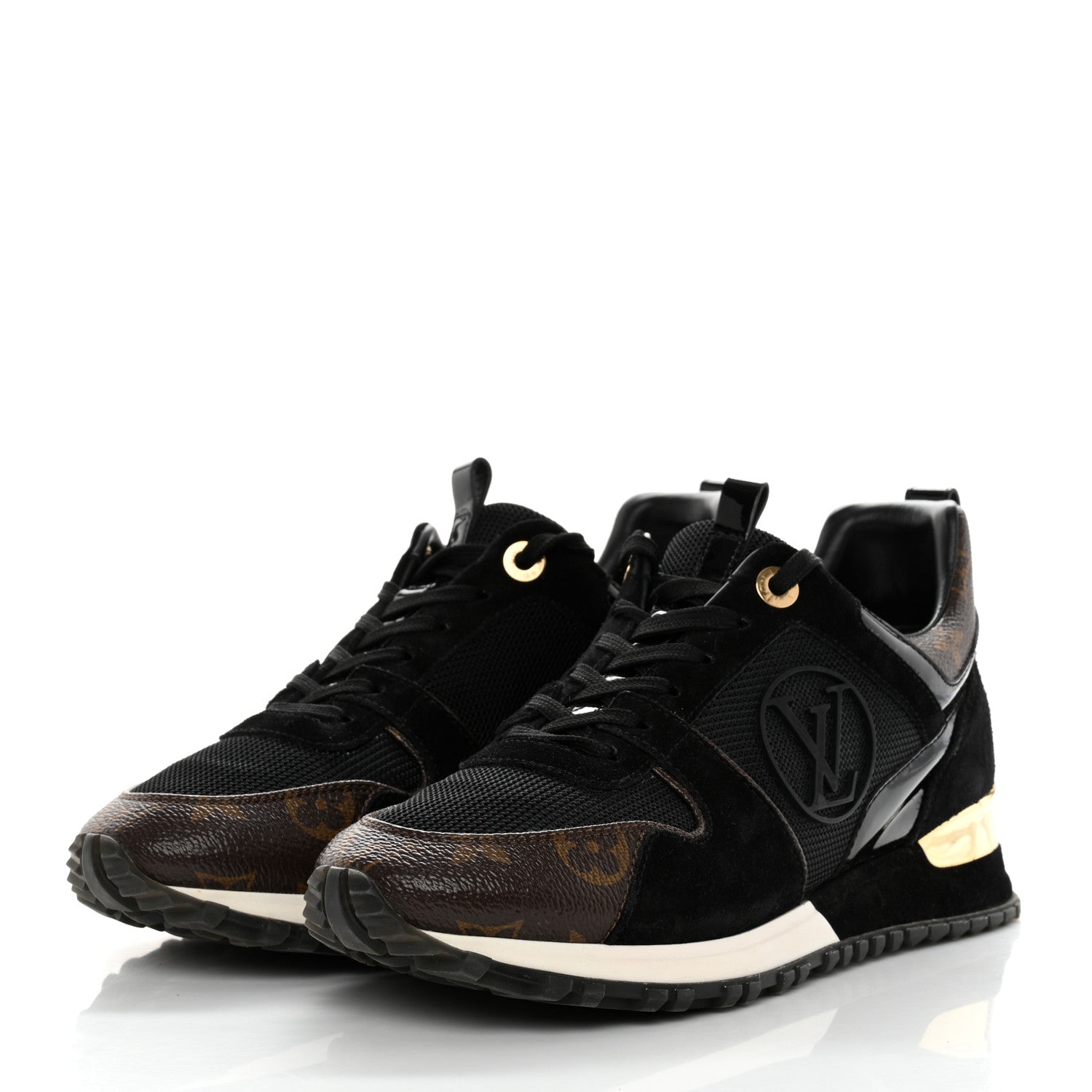 Louis Vuitton Suede Monogram Run Away Sneakers 36.5 Black 3 of 9