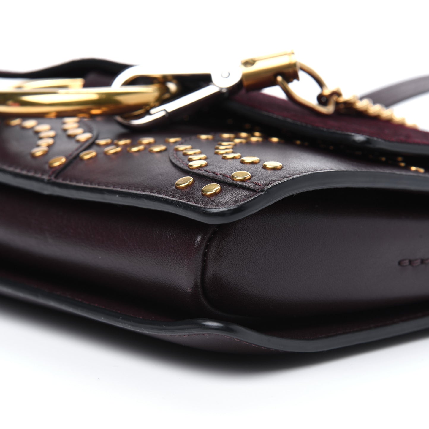 Suede Calfskin Studded Small Faye Shoulder Bag Dark Purple