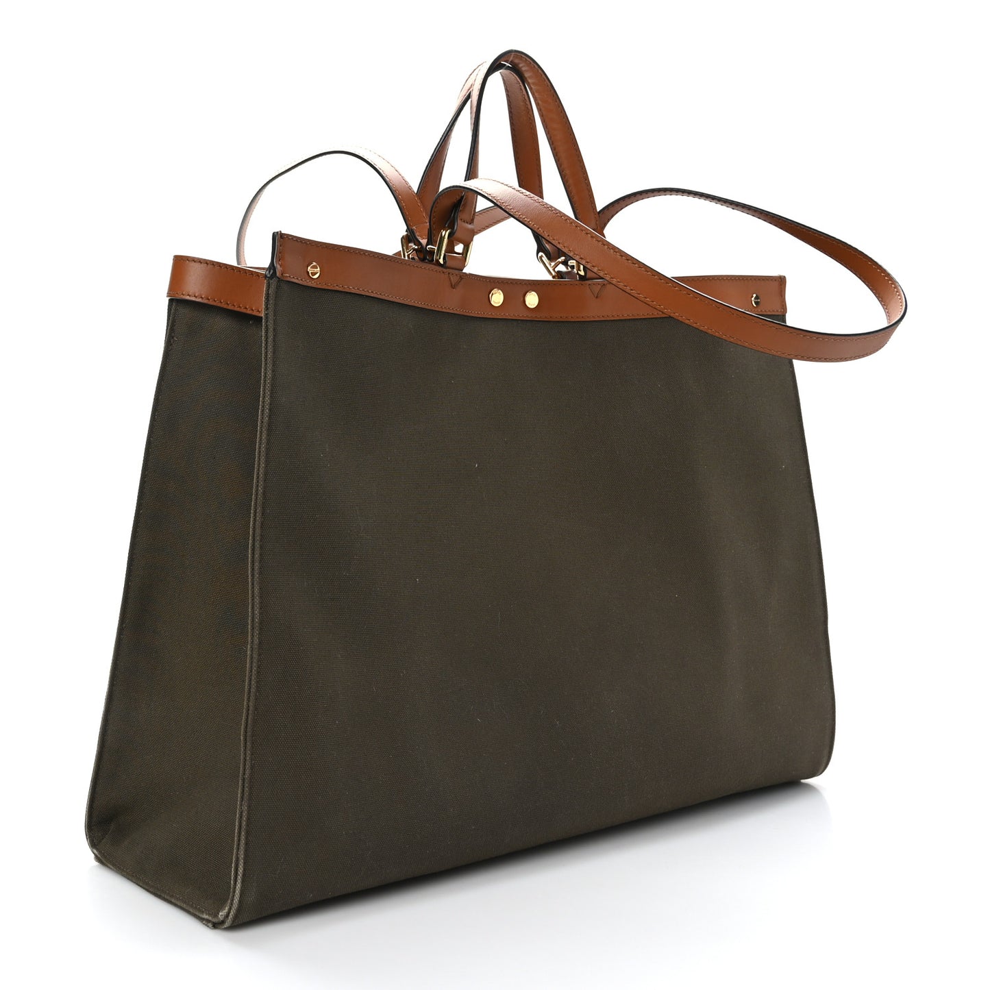 Canvas Vitello King Logo Embroidered Large Peekaboo X-Tote Amazzonia Cuoio