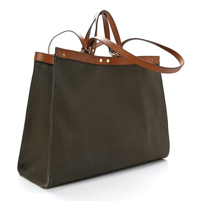 Fendi Canvas Vitello King Logo Embroidered Large Peekaboo X-Tote Amazzonia Cuoio 3 of 7