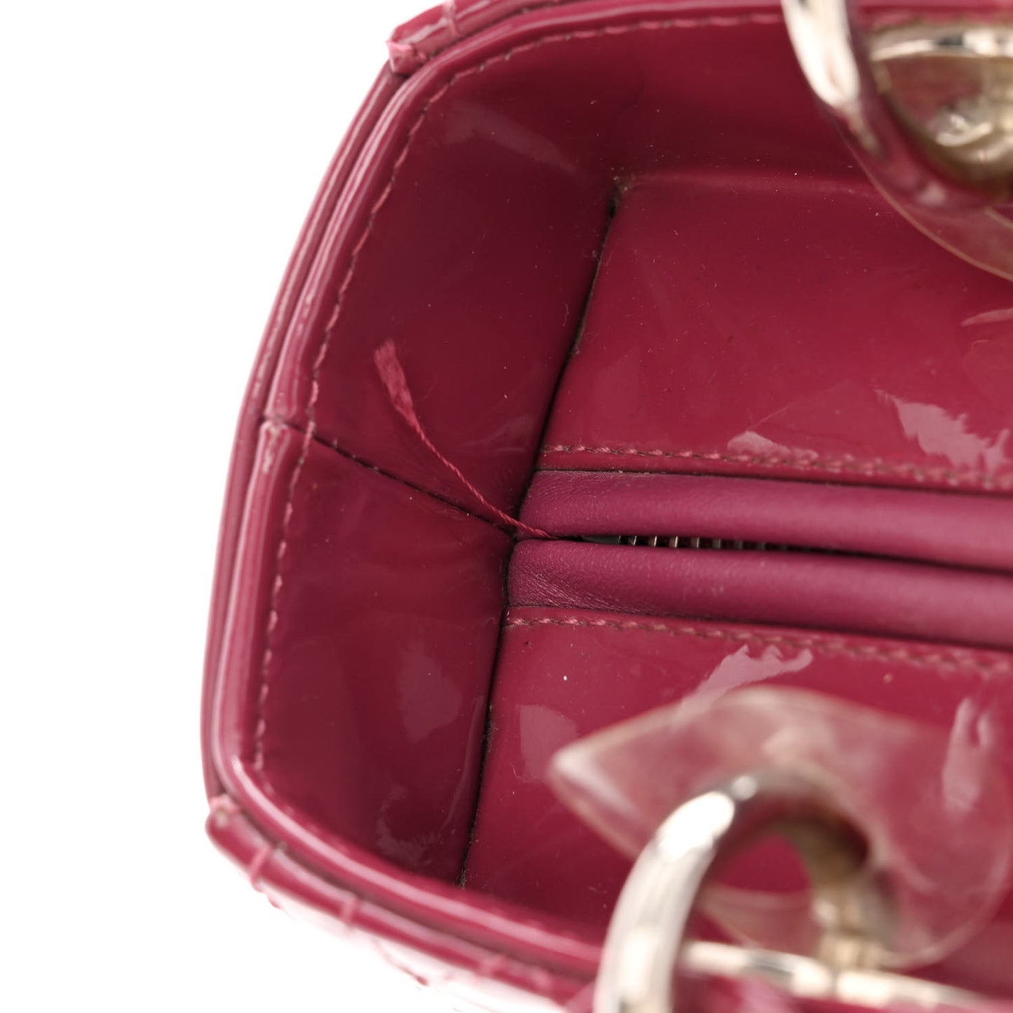Patent Cannage Medium Lady Dior Dark Pink