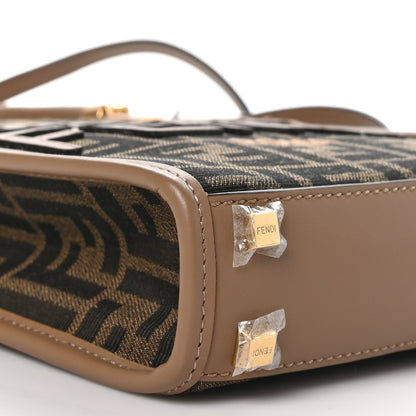 Fendi Fabric Jacquard Vitello Grace FF 1974 Logo Mini Sunshine Shopper Tobacco Moro Sand 10 of 10