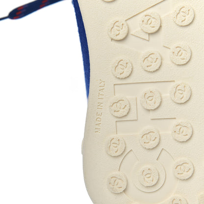 Chanel Wool Nylon Lambskin Suede Calfskin Womens Logo Sneakers 40 Blue Coral 7 of 9