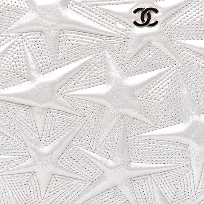 Chanel Metallic Lambskin Star Embossed Medium Cosmetic Pouch Light Silver 8 of 10