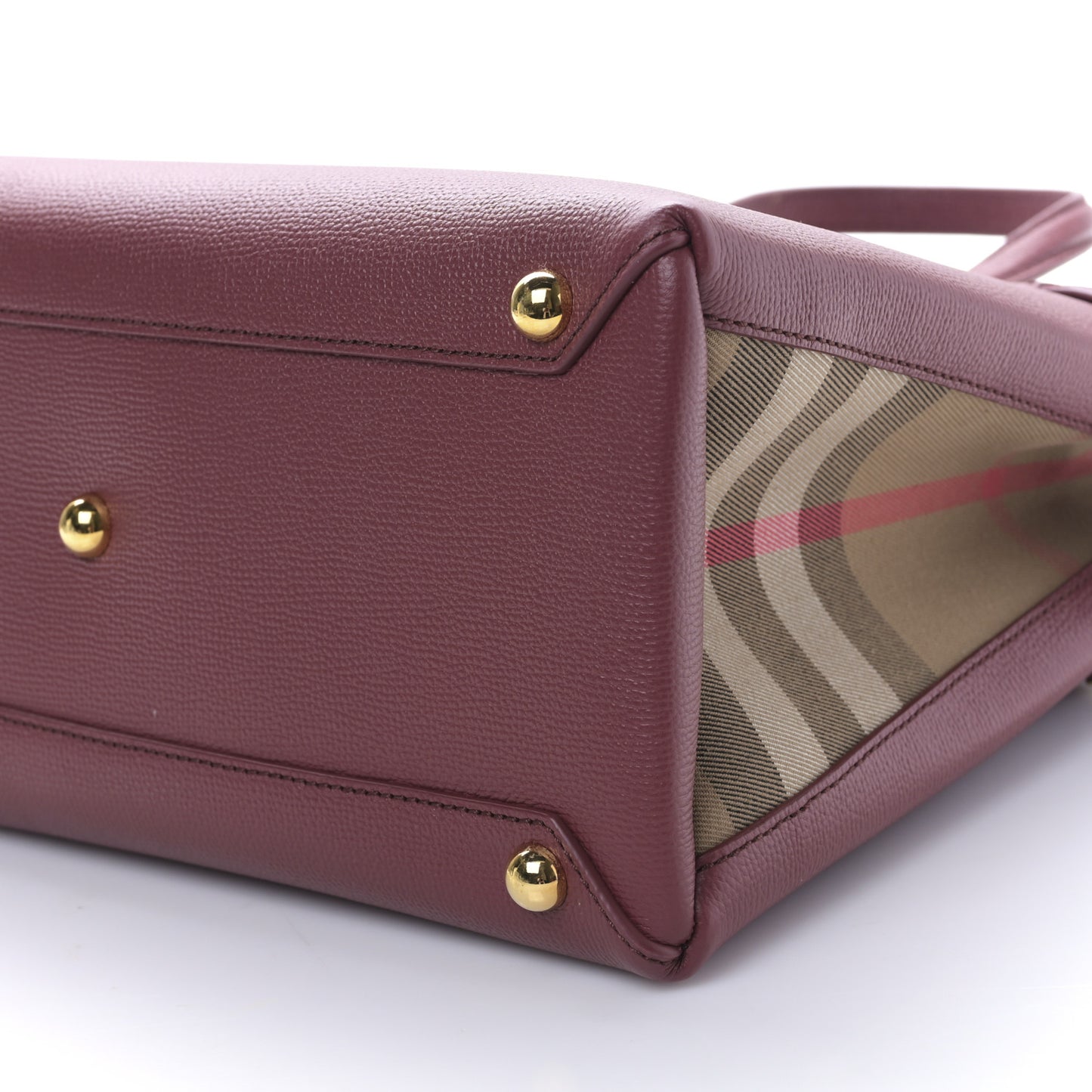 Grainy Calfskin House Check Medium Banner Tote Crimson