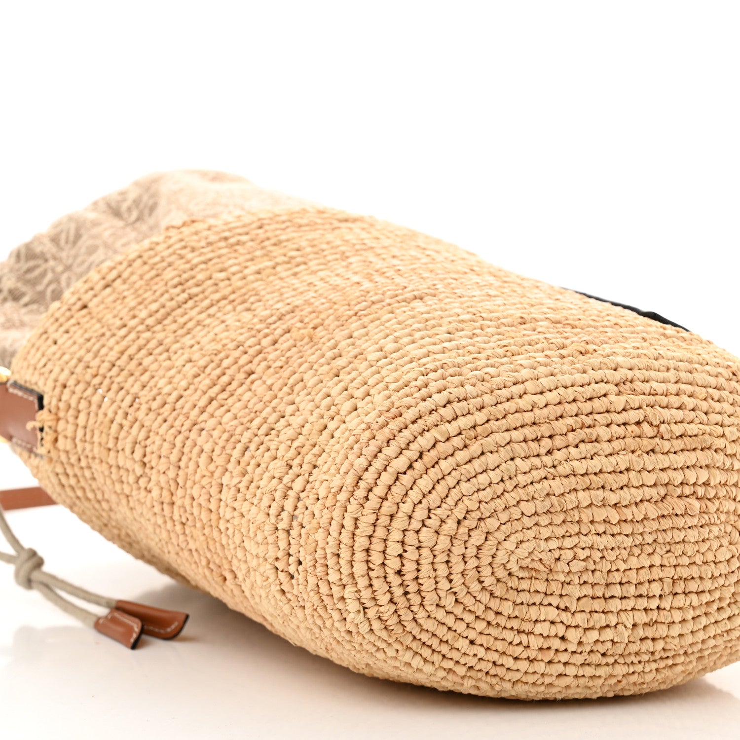Loewe Calfskin Raffia Anagram Paulas Ibiza Pochette Bag Natural Tan 9 of 10
