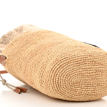 Loewe Calfskin Raffia Anagram Paulas Ibiza Pochette Bag Natural Tan 9 of 10