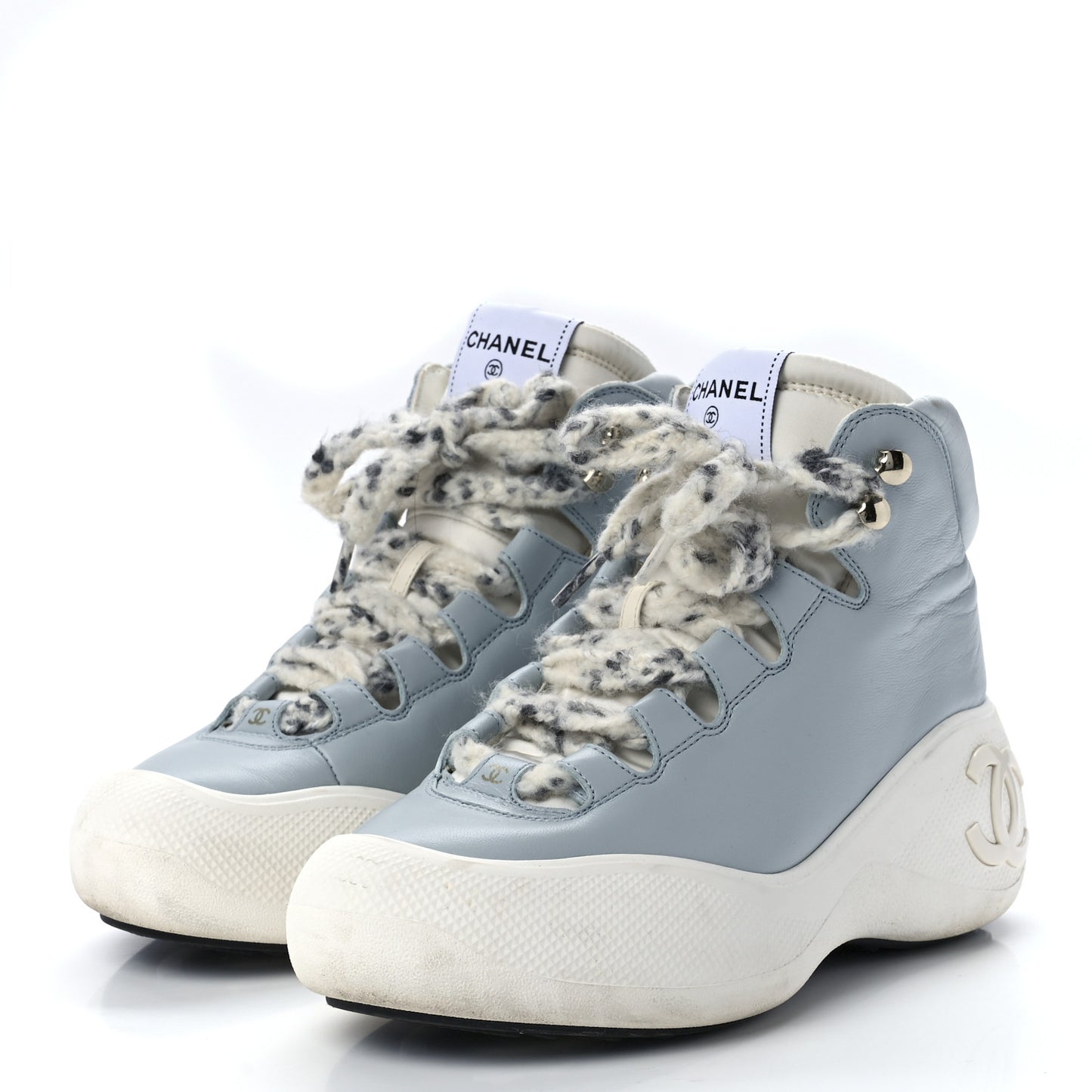 Lambskin Lace Up Snow Boots 38 Blue
