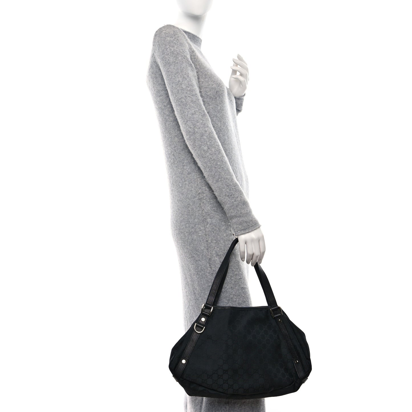 Nylon Monogram Medium Abbey Shoulder Bag Black