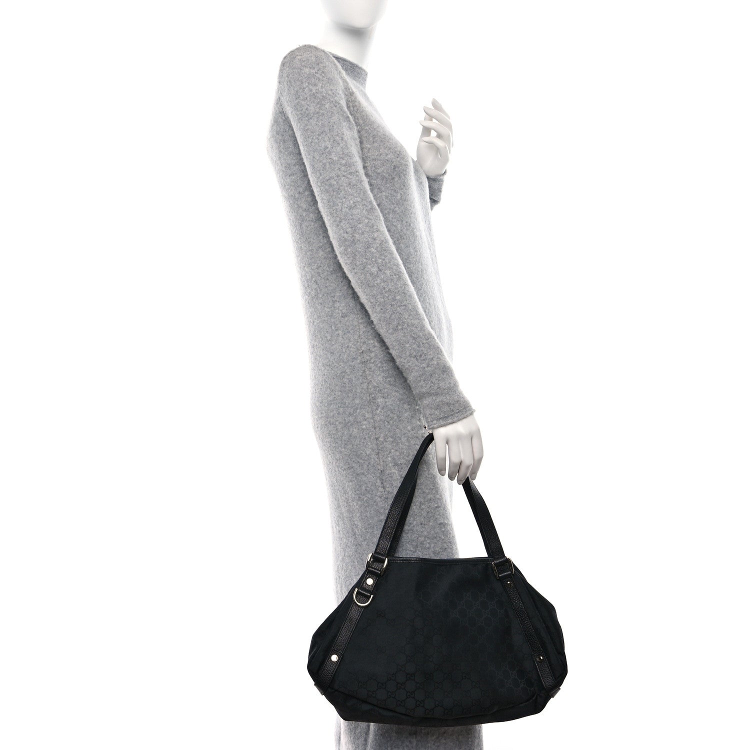 Gucci Nylon Monogram Medium Abbey Shoulder Bag Black 2 of 10