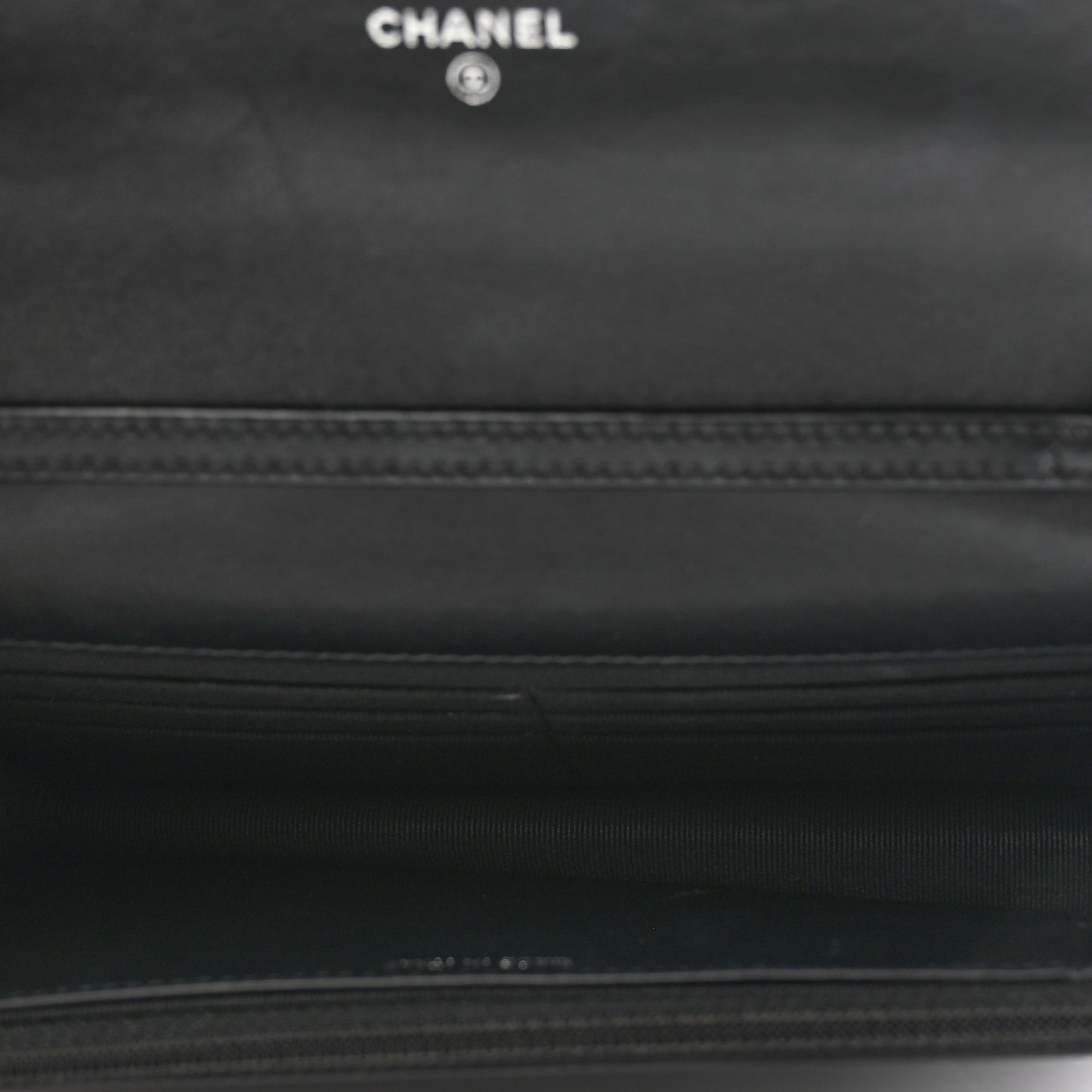 Patent Calfskin Quilted Reissue Wallet On Chain WOC So Black