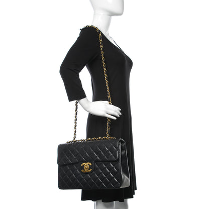 Chanel Lambskin Quilted XL Jumbo Single Flap Black 2 of 13