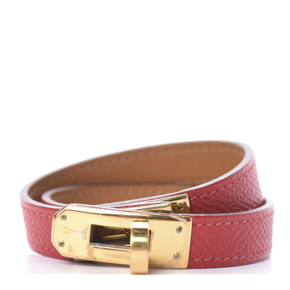 Hermes Epsom Kelly Double Tour Bracelet S Rouge Casaque 1 of 3