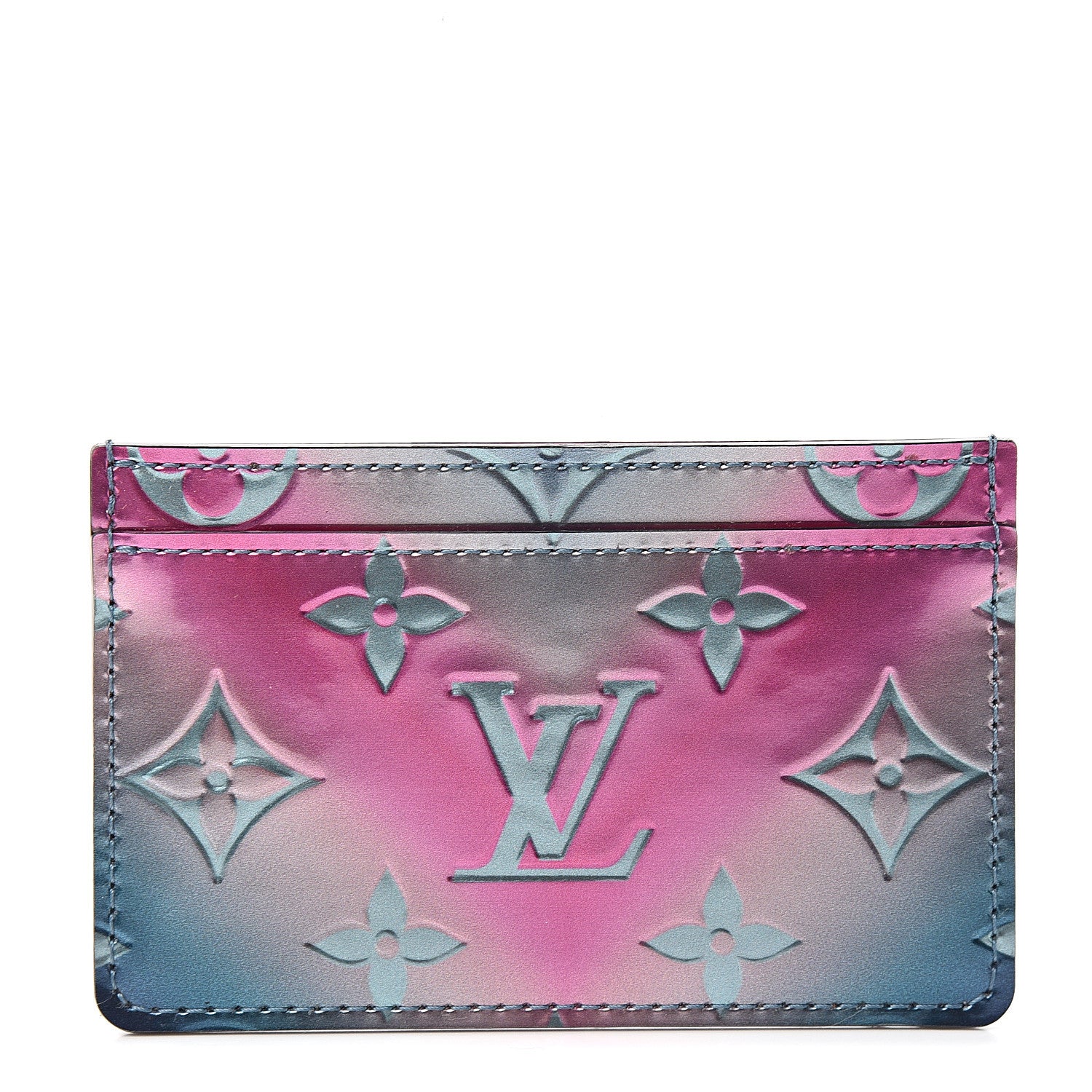 Louis Vuitton Metallic Vernis Card Holder Blue Pink 1 of 5