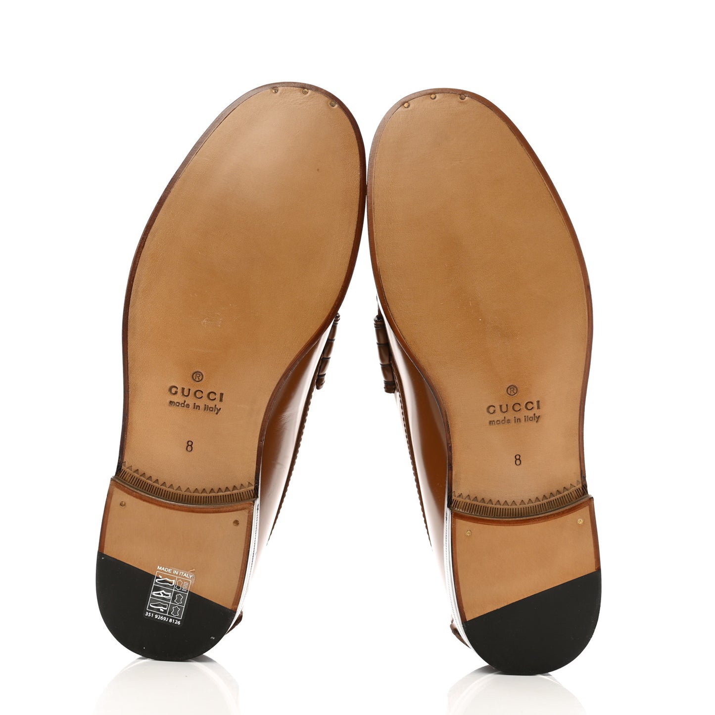 Calfskin GG Supreme Tassel Mens Loafers 8 Brown Beige Mystic White