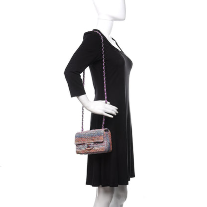 Chanel Tweed Quilted Mini Rectangular Flap Blue Pink Orange 2 of 11