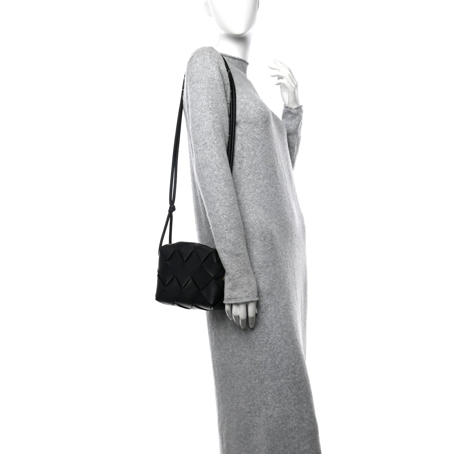 Lambskin Maxi Intrecciato Small Cassette Camera Bag Black