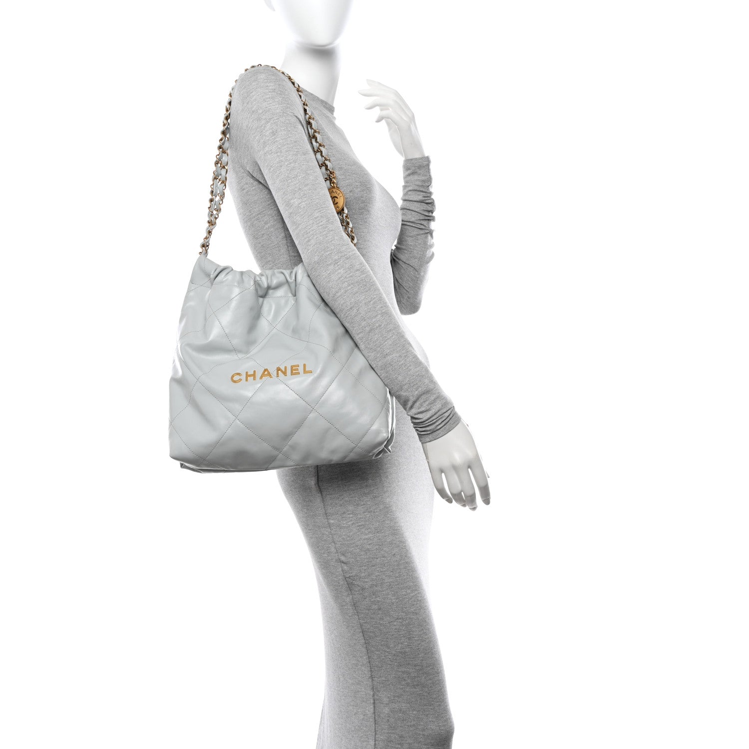 Chanel Shiny Calfskin Quilted Small 22 Light Blue 2 of 12