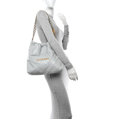 Chanel Shiny Calfskin Quilted Small 22 Light Blue 2 of 12