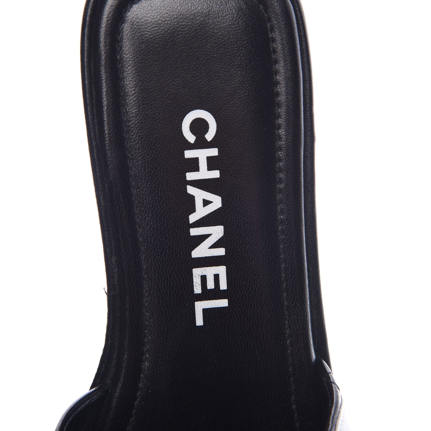 Calfskin Cambon CC Flat Slide Sandals 36.5 Black