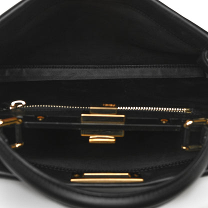Fendi Vitello Seta Shiny Nappa Medium Peekaboo Iconic Satchel Black 4 of 18