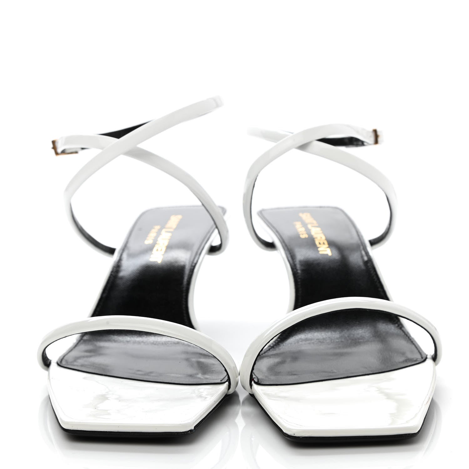 Saint Laurent Calfskin Patent Nuit 55 Sandals 37 Bright White 2 of 9