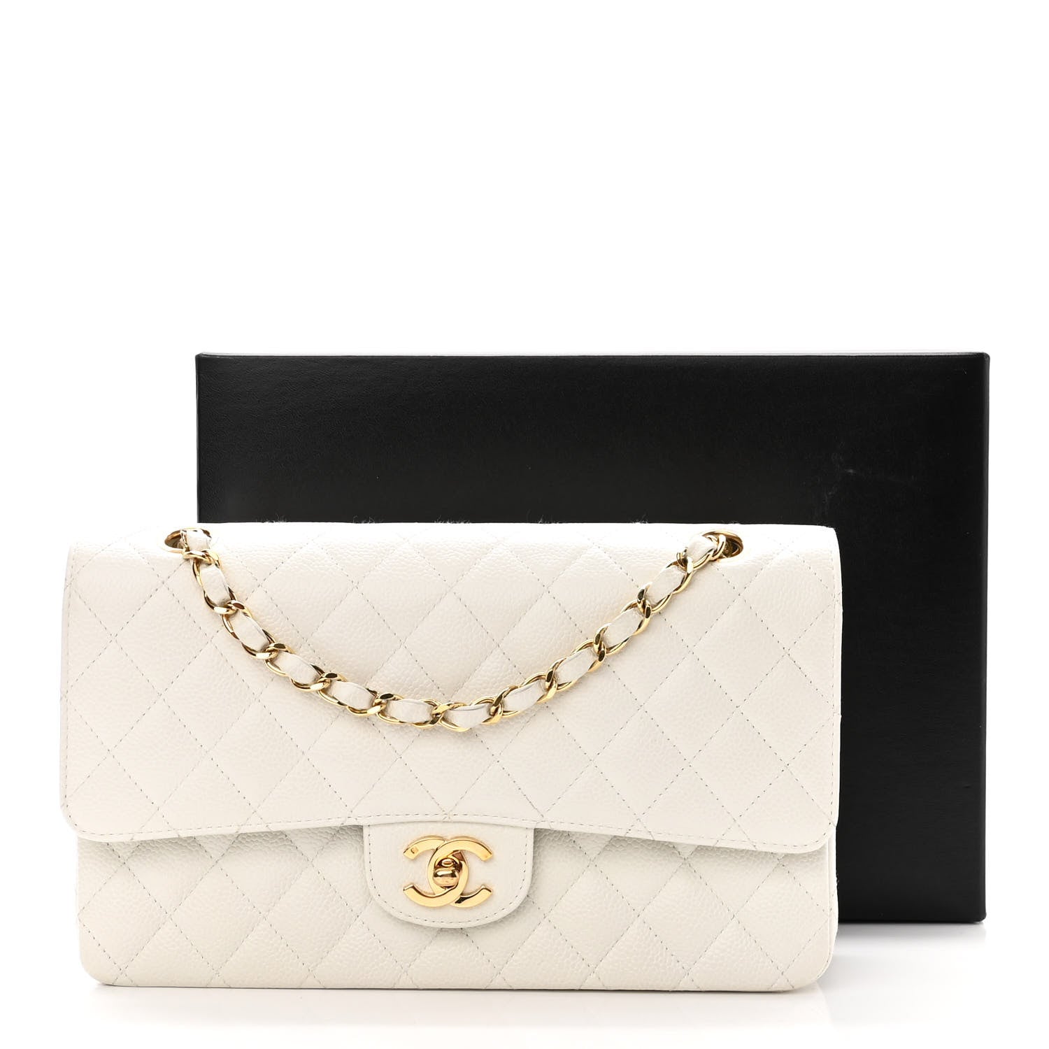 Chanel Caviar Quilted Medium Double Flap White 11 of 11