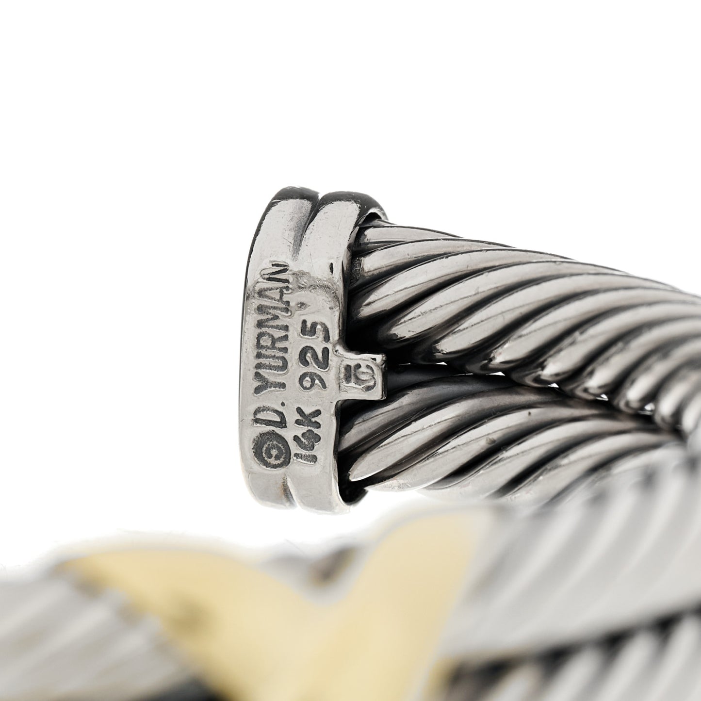 Sterling Silver 14K Yellow Gold 10mm Double X Cable Bracelet