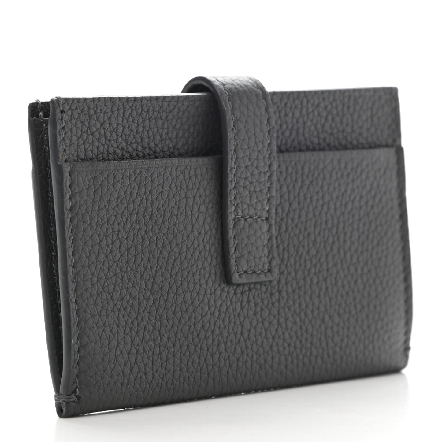 Grained Calfskin Sac De Jour Souple Card Case Grey