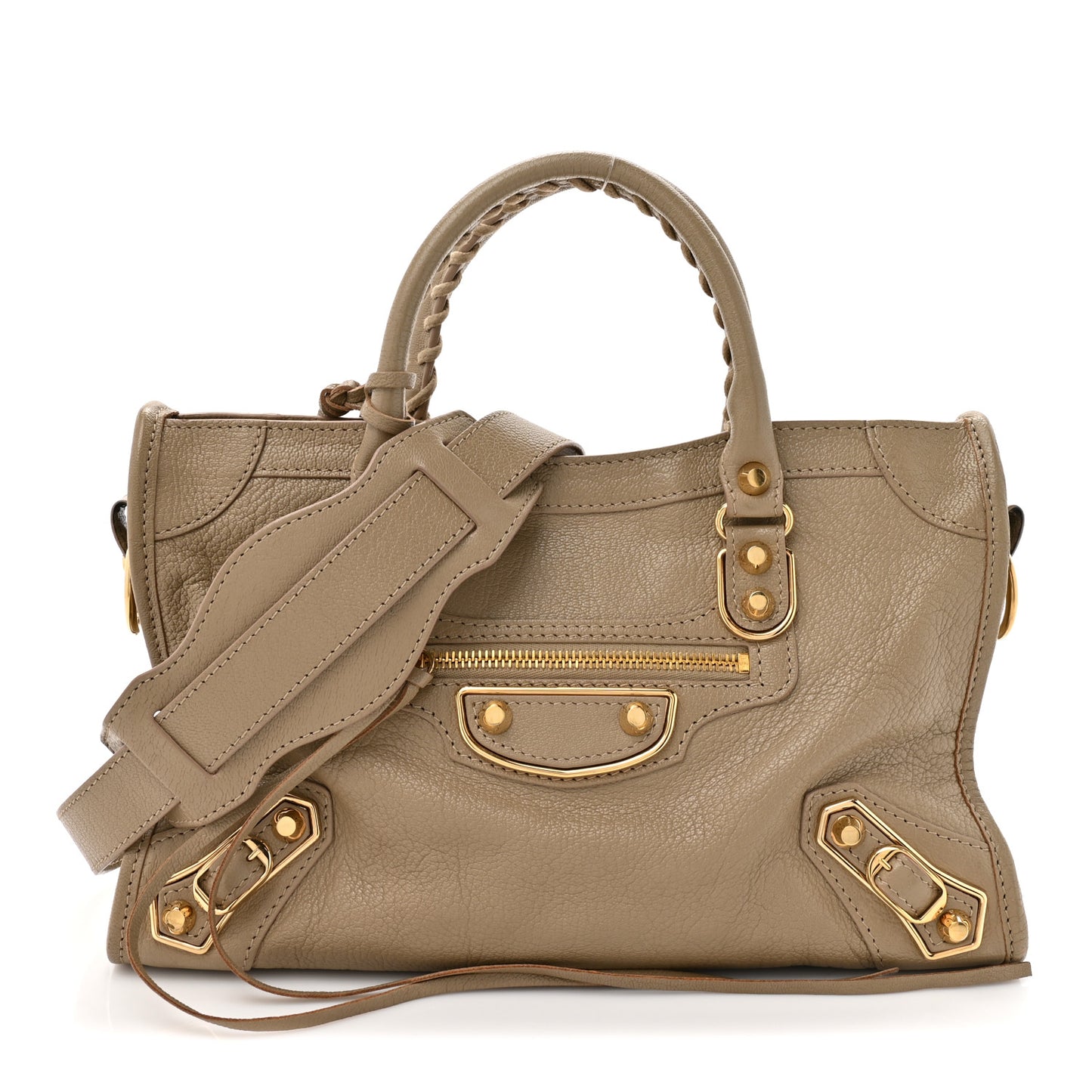 Chevre Gold Metallic Edge Hardware S City Beige Latte