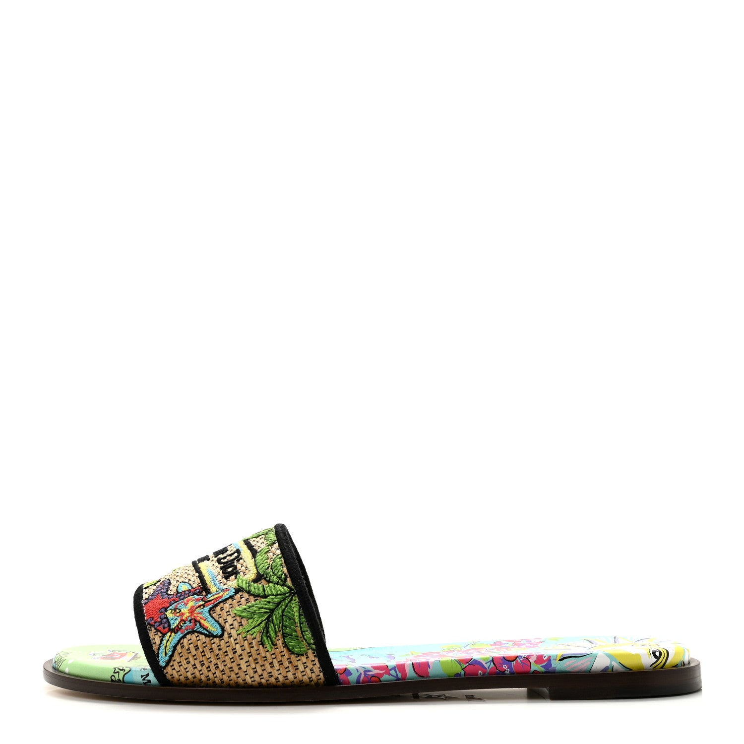 Christian Dior Raffia Cotton Embroidered Souvenir Capri Dway Mules Slide Sandals 39.5 Capri 1 of 10