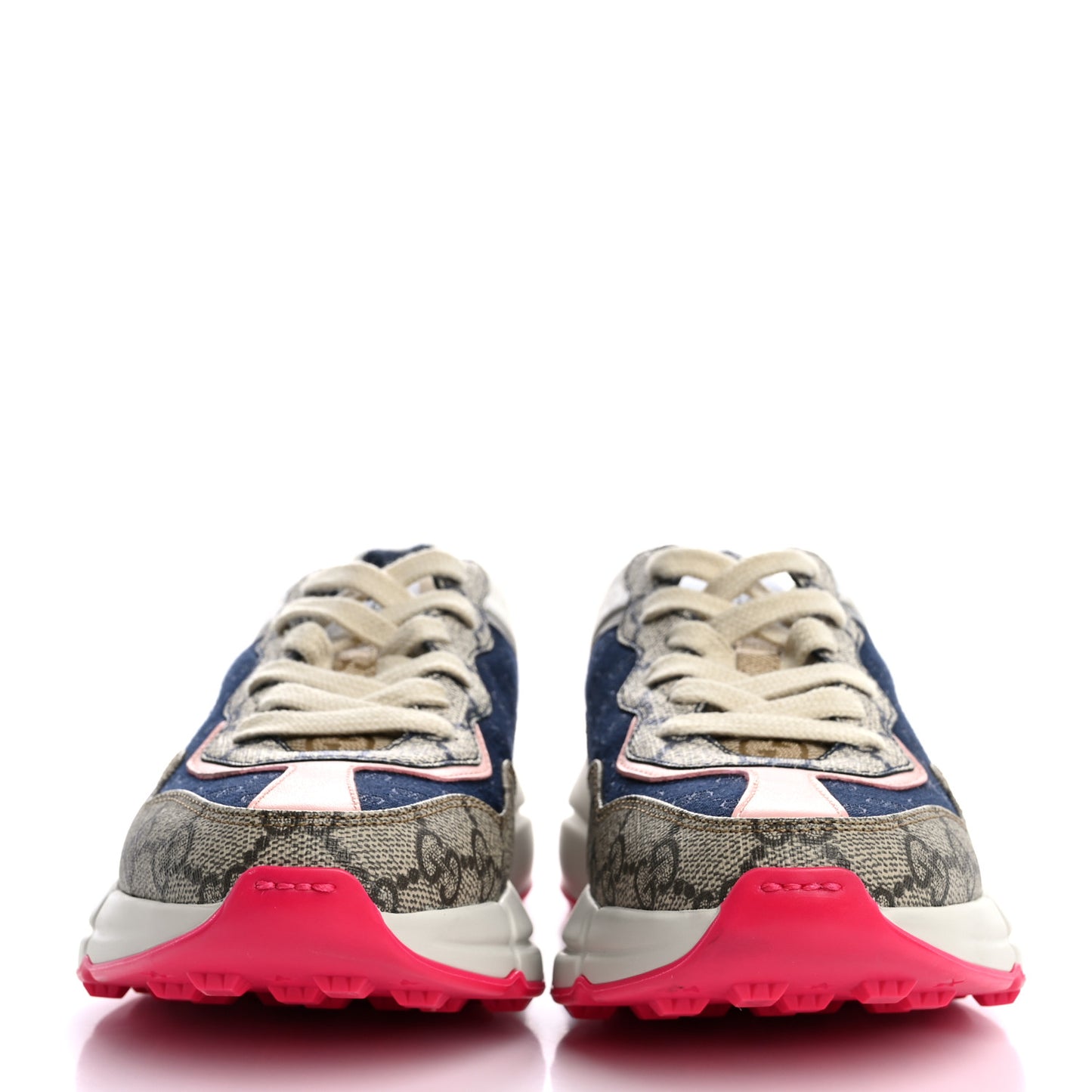 GG Supreme Monogram Mix Monogram Womens Rhyton Sneakers 35.5 London Blue Beige Pale Pink