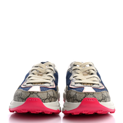 Gucci GG Supreme Monogram Mix Monogram Womens Rhyton Sneakers 35.5 London Blue Beige Pale Pink 3 of 10