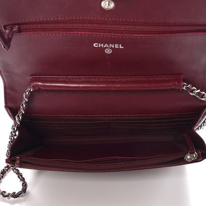 Chanel Patent Quilted Wallet On Chain WOC Burgundy 5 of 9
