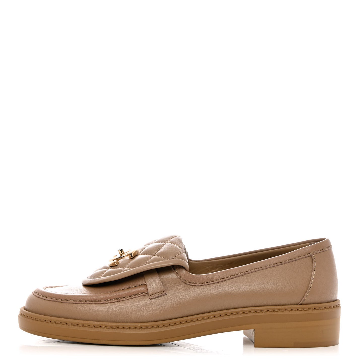 Lambskin Quilted CC Turnlock Loafers 36 Beige