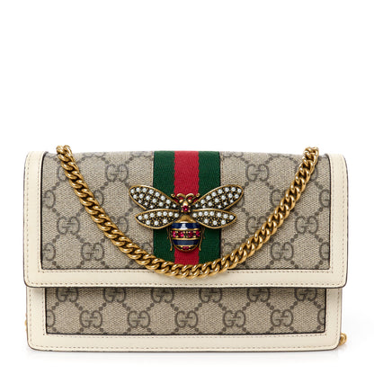 Gucci GG Supreme Monogram Web Queen Margaret Chain Wallet White 1 of 9