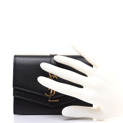 Saint Laurent Smooth Calfskin Monogram Small Sulpice Wallet Black 2 of 13