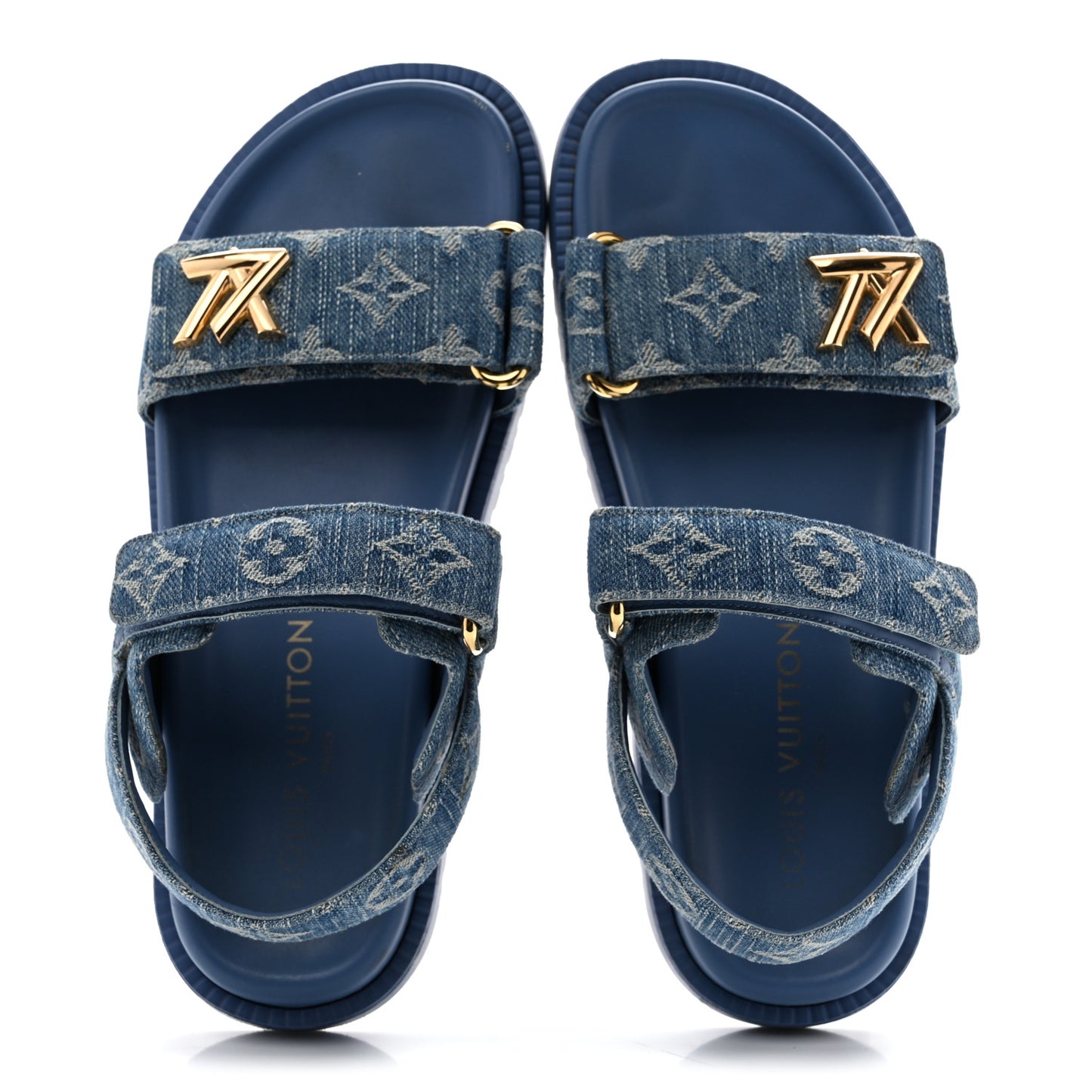 Denim Monogram LV Sunset Comfort Flat Sandals 37 Blue