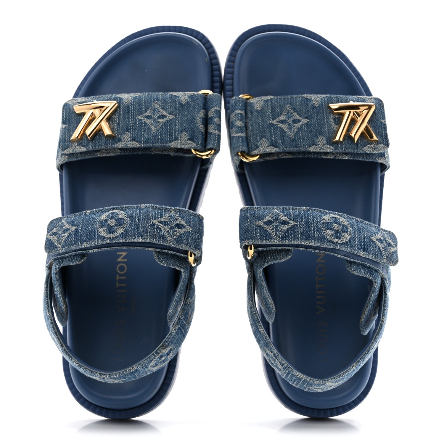 Louis Vuitton Denim Monogram LV Sunset Comfort Flat Sandals 37 Blue 2 of 11