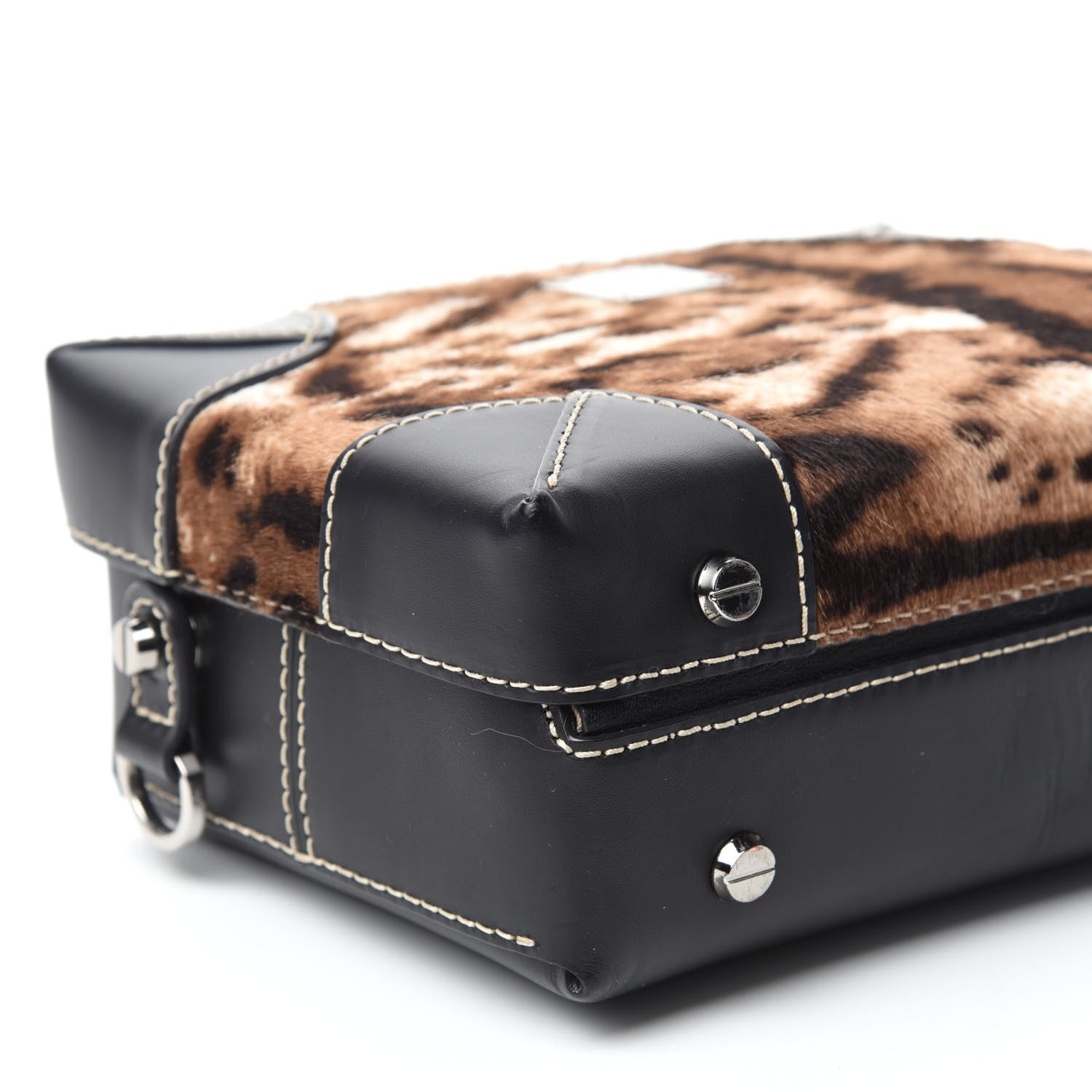 MCM Calfskin Calf Hair Leopard Soft Berlin Crossbody Black 6 of 9