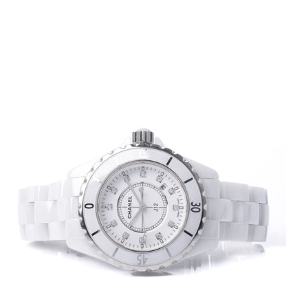 Chanel Stainless Steel Ceramic Diamond 33mm J12 Quartz Watch White 3 of 8