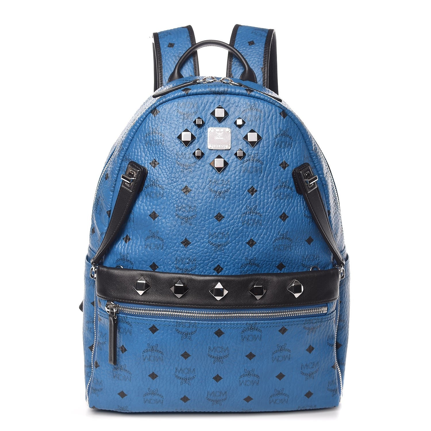 MCM Visetos Studded Medium Dual Stark Backpack Munich Blue 1 of 9