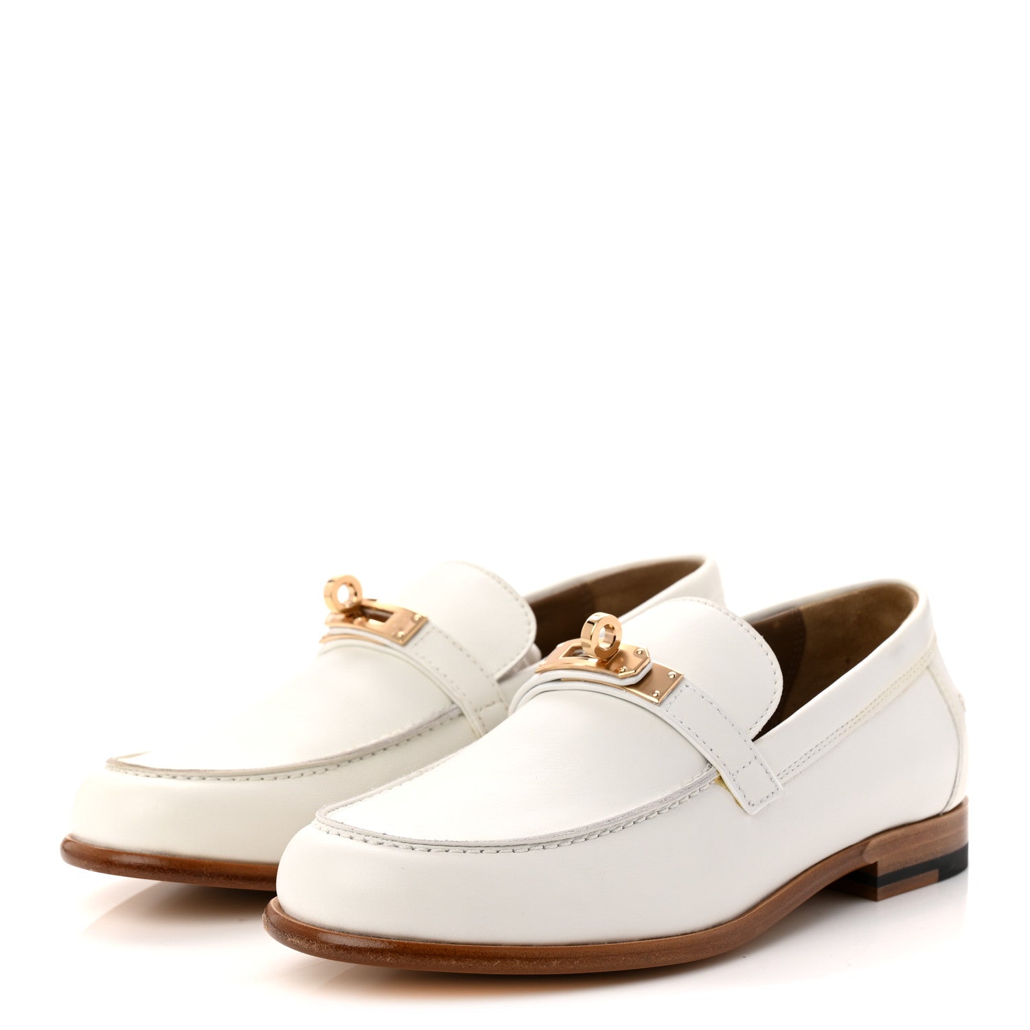 Hermes Calfskin Womens Destin Loafer 36.5 White 3 of 10