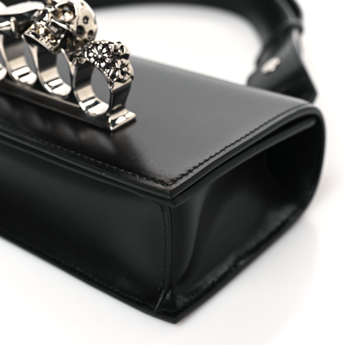 Calfskin Jeweled Mini The Biker Knuckle Satchel Black
