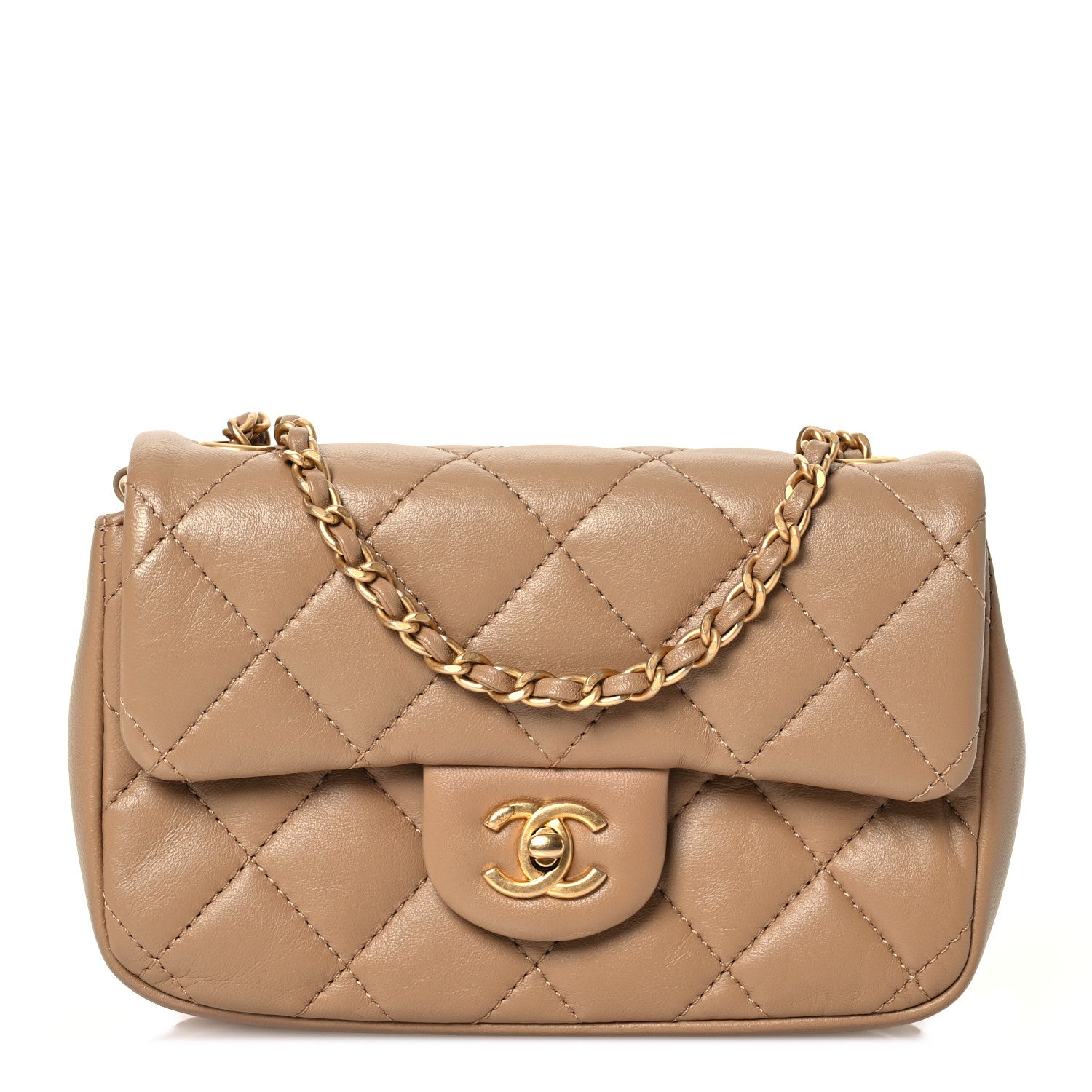 Chanel Lambskin Quilted Mini Heart Charms Flap Beige 1 of 12