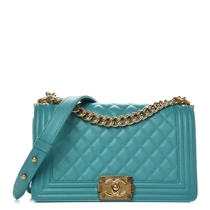 Chanel Calfskin Quilted Medium Boy Flap Turquoise 1 of 11